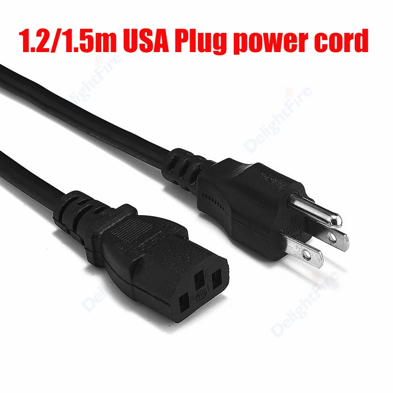 Шнур питания с американской вилкой, 3-контактный Удлинительный кабель источника питания IEC C13 для мониторов PS4, ПК, ТВ, настольных компьютеров, чайников, принтеров, динамиков