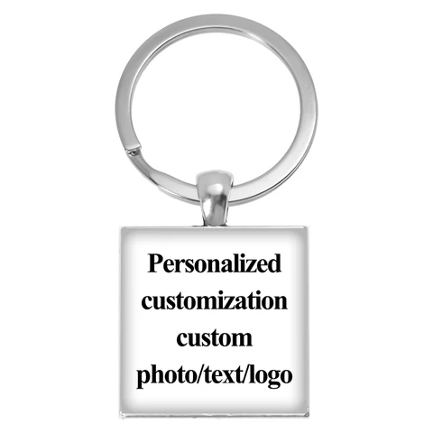 Персонализированный брелок 25 мм, квадратный кулон, брелок на заказ, фото для мамы, папы, бабушки, любимый подарок для семьи