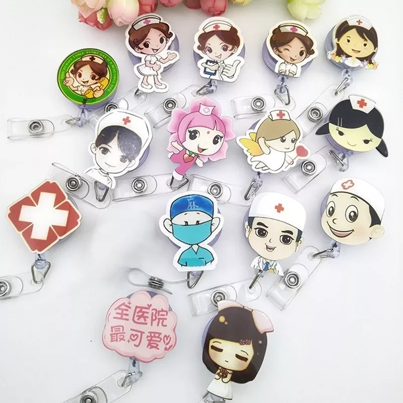 

1pc Acrylic Doctor Nurse Badge Reel Retractable Badge Clip for Medical Workers Staff Work Card Holder Chest Pocket ID Card Case