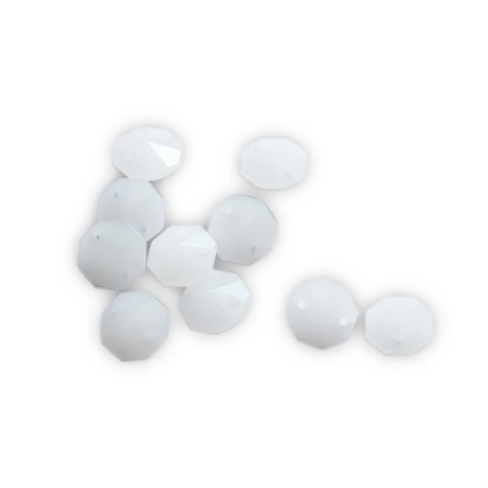 

14mm White Jade Crystal Octagon Beads for Home Wedding Party Garden Lighting Door Window DIY Decor 2000Pcs/Lot One/ Two Holes