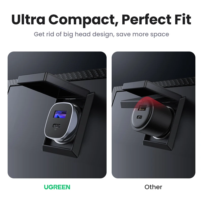 UGREEN Car Charger Type C Fast USB Charger for iPhone 14 13 12 Xiaomi Car Charging Quick 4.0 3.0 Charge Moible Phone PD Charger images - 6
