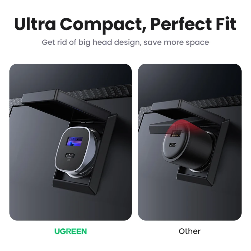UGREEN Car Charger Type C Fast USB Charger for iPhone 14 13 12 Xiaomi Car Charging Quick 4.0 3.0 Charge Moible Phone PD Charger
