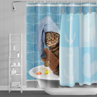 funny shower curtains waterproof cartoon animals printed toilet bathroom decor creative personality shower curtain with hooks