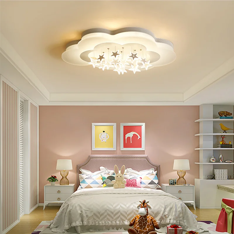 

White Cloud Star Ceiling Light Nordic Modern Simple Creative Romantic Warm Children'S Room Led Lamps Suitable For Bedroom