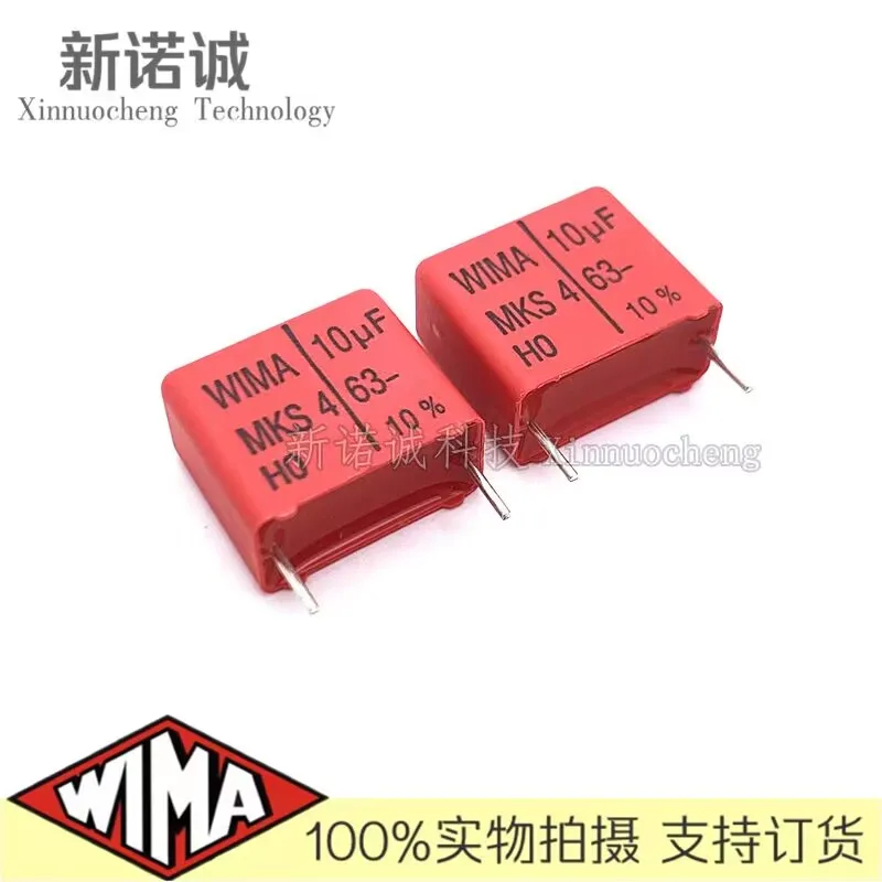 Фото 2 шт./5 шт./10 шт./партия WIMA MKS4 10 мкФ 63 в 63В 10мкф фольгированный пленочный конденсатор 10000нф 106 63В 106 ножное расстояние 15 мм №4