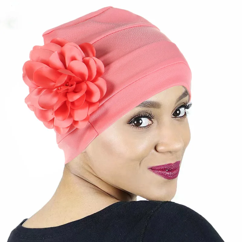 

2023 New Flower Hat Turban Africa Headwear Hair Accessories Elegant Fashion Muslim Islamic Women's Hijabs Autumn