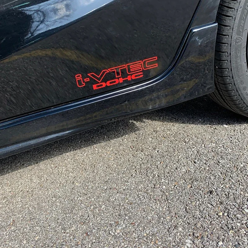 Фото I-VTEC DOHC эмблема логотип виниловые наклейки, декор боковой двери автомобиля виниловые водонепроницаемые гоночные наклейки для Honda CIVIC №5