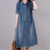 multi sizesturndown collar fashion summer dress loose short sleeve with pockets a line casual women dress for daily wear