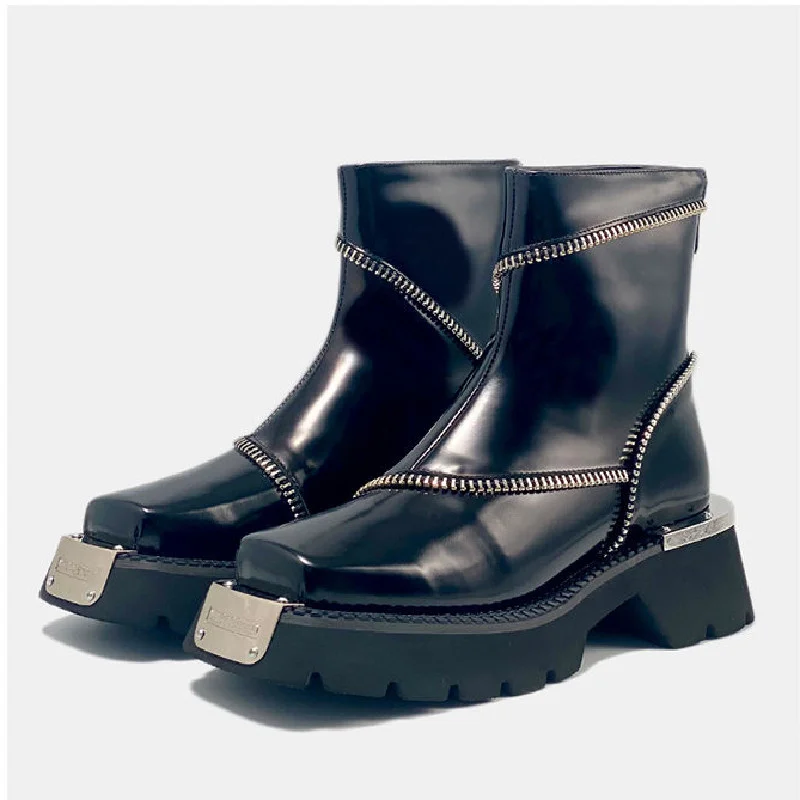 

Женские ботильоны на толстой платформе, модная женская обувь на молнии, дизайнерские мотоциклетные ботинки, повседневная женская обувь, 2022