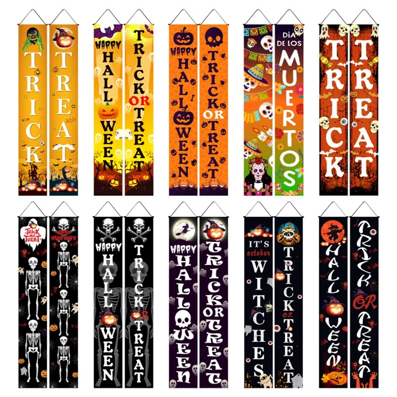 

Креативный настенный баннер на Хэллоуин, тканевый фон, наружные декоративные шторы, праздничные флаги для крыльца, украшение для мероприят...