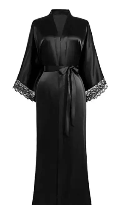 

Длинный женский халат-кимоно с цветочным принтом для подружки невесты, шелковый халат для невесты