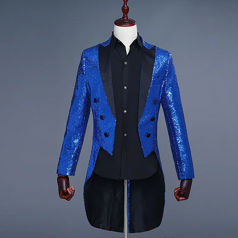 

Shiny Gold Sequin Suit Blazer Men Party Wedding Tailcoat Suit Jacket Christmas Stage Perform Blazer Hombre Singer Costume Homme
