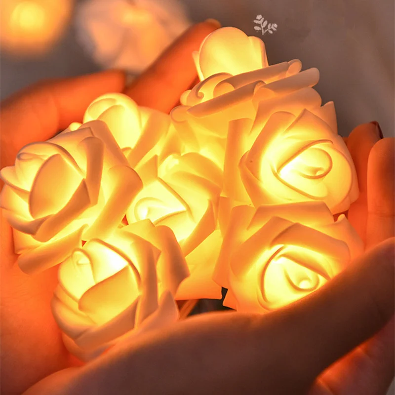 

USB/Battery Operated 10/20/40 LED Rose Flower String Lights Wedding Christmas Decorations Fairy Lights Artificial Flower Garland