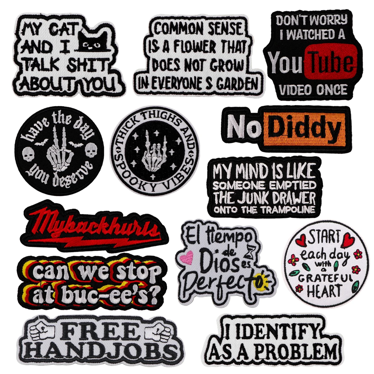 Забавные текстовые цитаты нашивка вышивка черный простой вышитый логотип