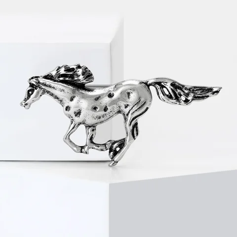 Rhinestone Horse Brooch