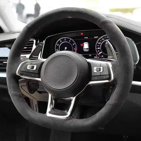 Замшевый чехол на руль автомобиля для Volkswagen VW Golf R MK7 Golf 7 GTI VW Polo GTI Scirocc 2015 2016, аксессуары для салона автомобиля