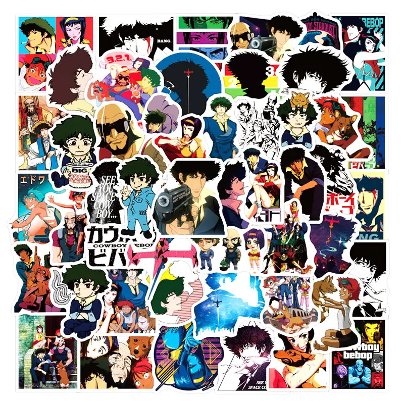 

50pcs/pack Cowboy Bebop Japanese anime Cartoon Stickers Lable For Skateboard Computer Notebook Car Decal Children's Toys