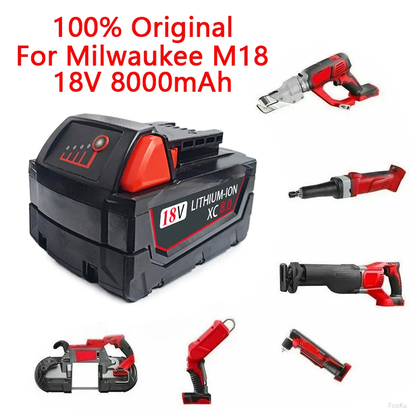 

Оригинальный сменный литий-ионный аккумулятор 18 в 1815 Ач для Milwaukee M-18, аккумуляторы для электроинструмента 48-11-1850 48-11-1860 48-11-Z50