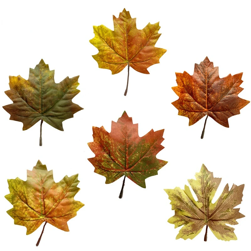 

12 pcs Artificial Silk Maple Leaves Fabric Tree Leaf DIY Wedding Birthday Event Multicolor Autumn Fall Theme Party Decor