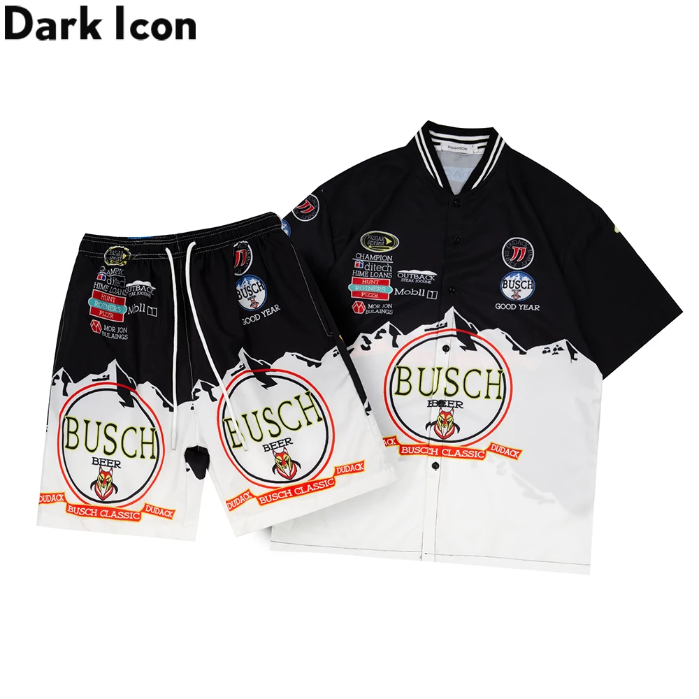 

Мужские комплекты с принтом Dark Icon, летняя уличная мода, рубашка и шорты для мужчин