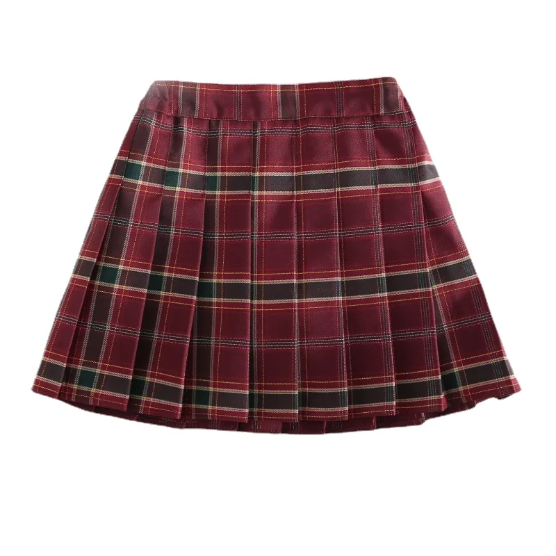Осень-зима 2022, новинка, Рождественская красная клетчатая юбка, летняя школьная юбка JK для девочек с высокой талией, Детская плиссированная юбка, вечернее платье