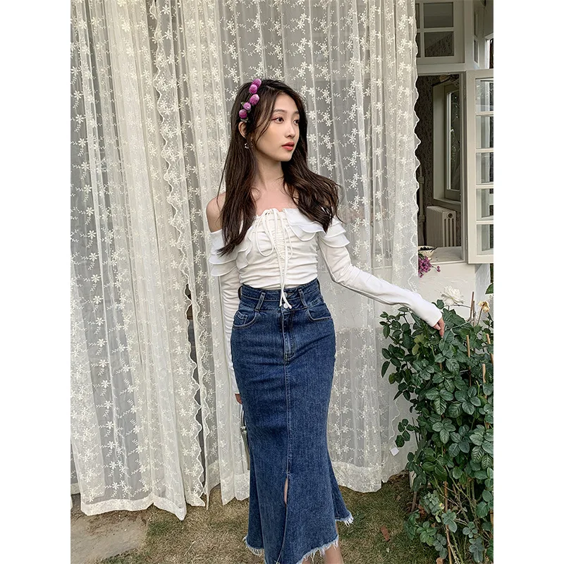 

Женская блузка с длинным рукавом, длинным рукавом и оборками