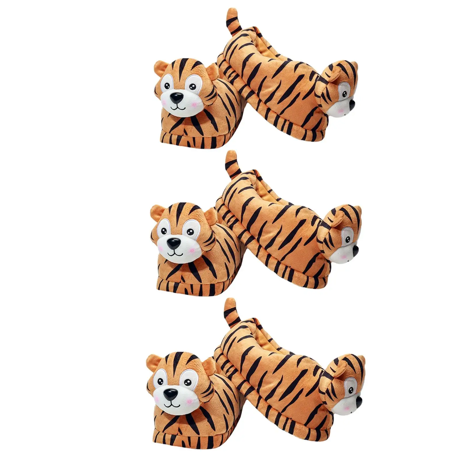 

Cute Warm Slippers Anti-Slip Animal Fall Winter Fluffy Plush Tigers Cozy Slipper Shoes for Floor Bedroom House Couples Lovers