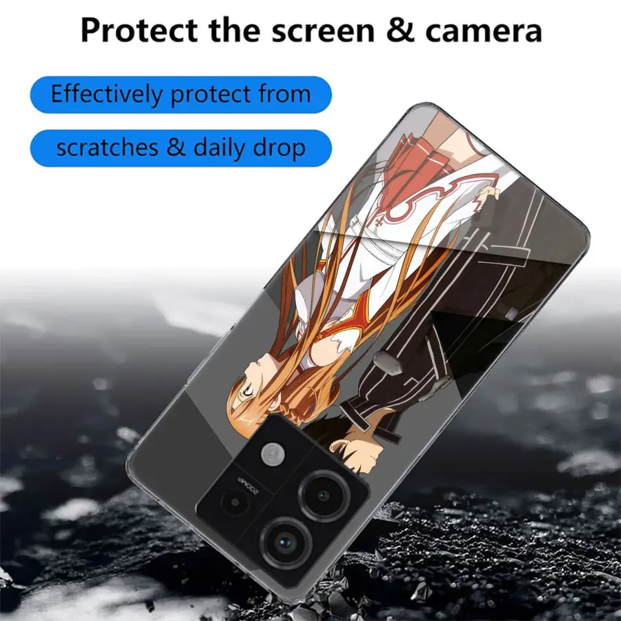 Прозрачный чехол для телефона Sword Art Online SAO Anime Xiaomi Poco F6 F5 X7 X6 Pro F3 X5 X4 NFC F4 X3 GT M5 M5S M4 M3 F2