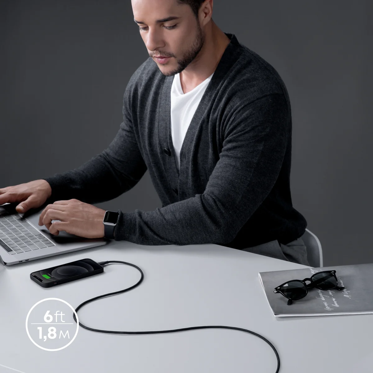 Кабель Anker USB-C - Lightning, сертифицированный MFi, Powerline III Flow, силиконовый зарядный кабель для iPhone (art.: 3920dabe236cc) - 3920dabe236cc