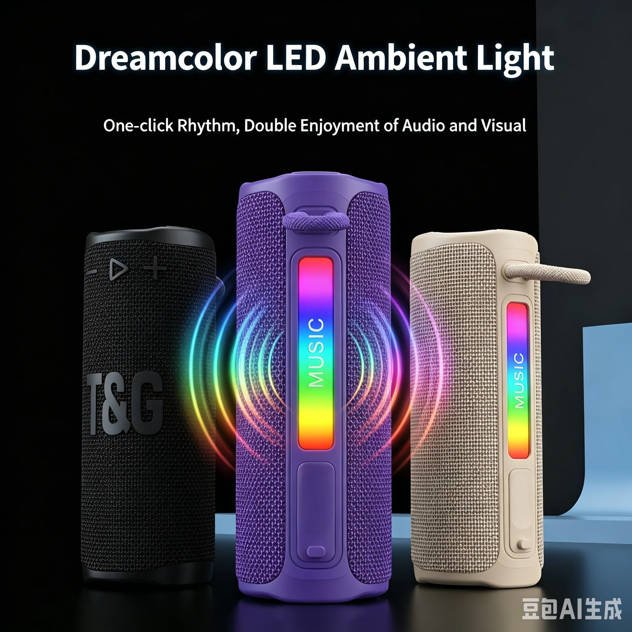 Фото Портативная Bluetooth-колонка TG488, мощная беспроводная колонка 10 Вт с RGB LED-подсветкой, функцией громкой связи, стереосистема для путешествий и активного отдыха №1