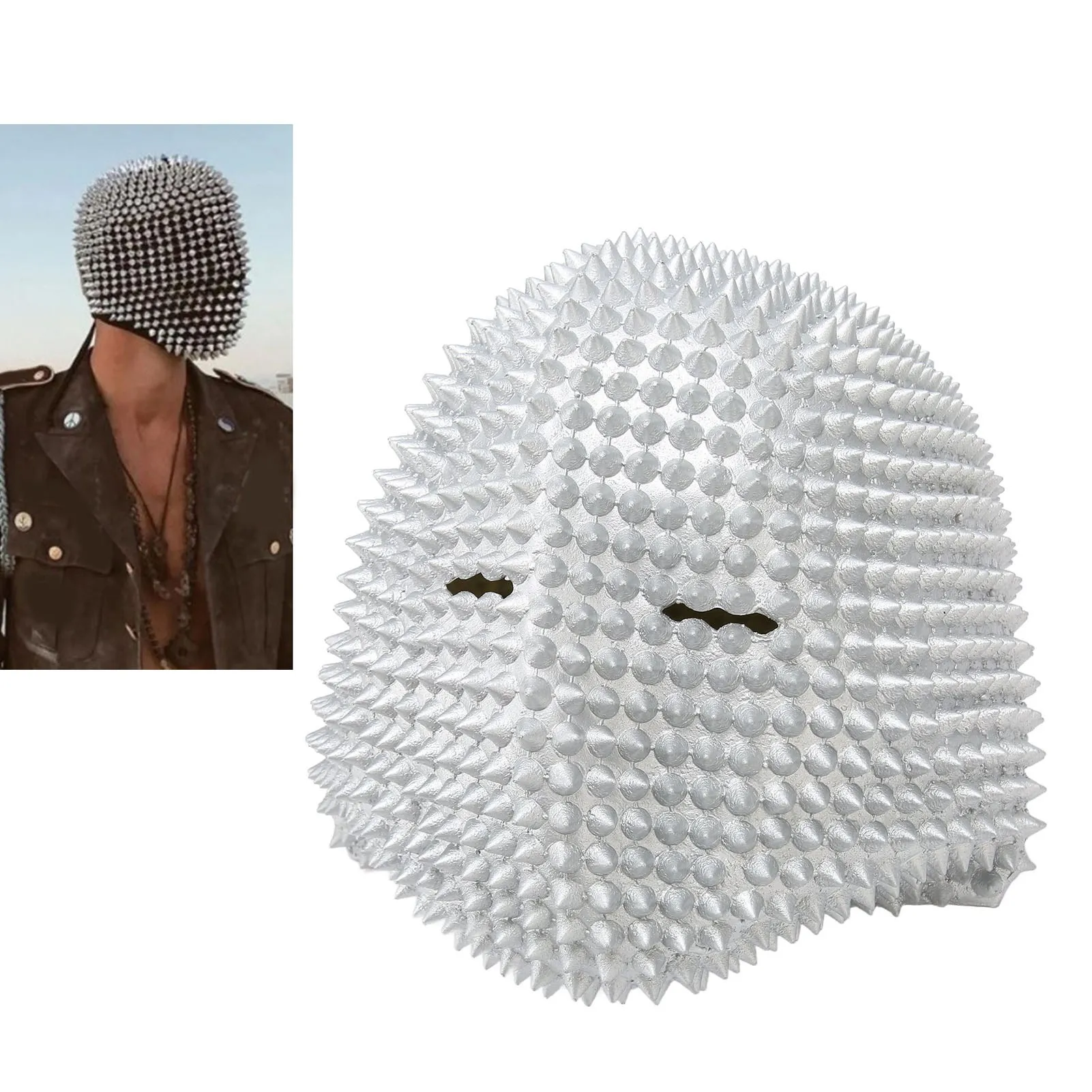 

Halloween Costume Face Cover Steampunk Horror Elastic Face Cover for Cosplay Costume Party Silver