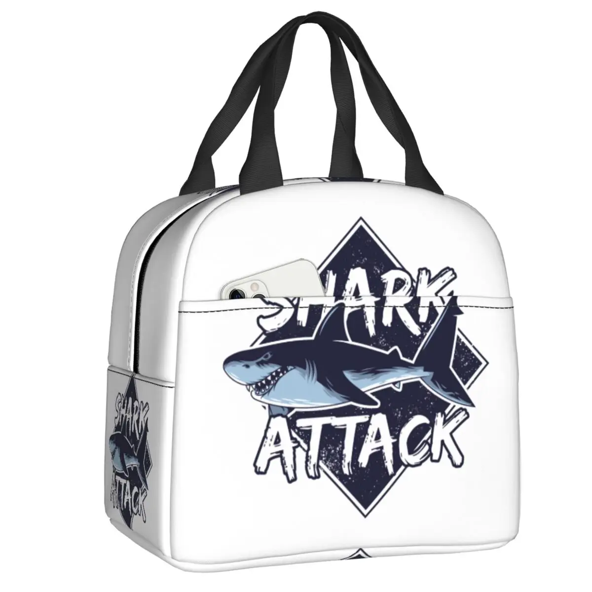 

Shark Attack Insulated Lunch Bag for Women Portable Cooler Thermal Food Lunch Box Outdoor Camping Travel Picnic Container Bags