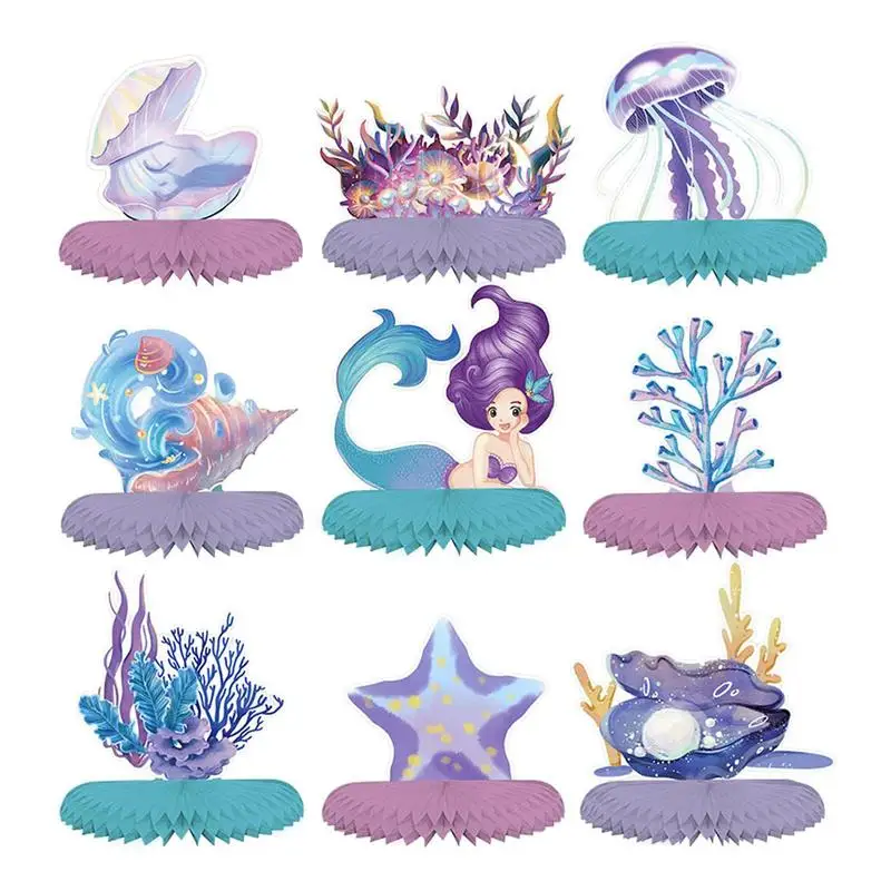 

9Pcs Mer maid Table Decorations Little Me rmaid Theme Party Decorations Disposable Tableware Party Decoration DIY Wedding