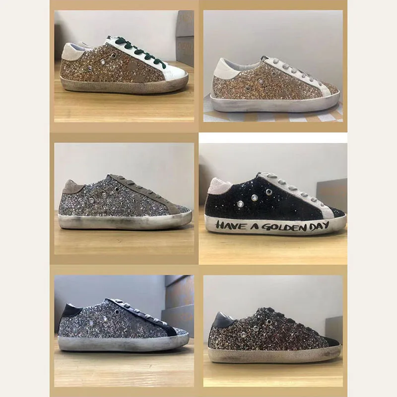 Four Seasons New Sequin Series First Layer Cowhide Retro Custom Small Dirty Shoes Parent-child Sports Casual Shoes Non-slip ST02 enlarge