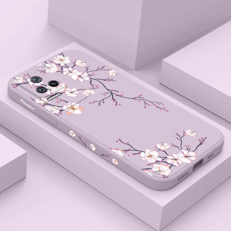 

Plum Blossom Phone Case For Xiaomi Poco M5S X5 F4 X4 M4 F3 X3 M3 F2 X2 Pro C40 4G 5G GT Liquid Silica Cover