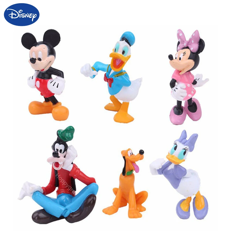 

6pcs/set Disney Figure Toys Mickey Mouse Minnie Donald Duck Daisy Pluto Goofy Action Figure Model Doll Gift Car Cake Decorations