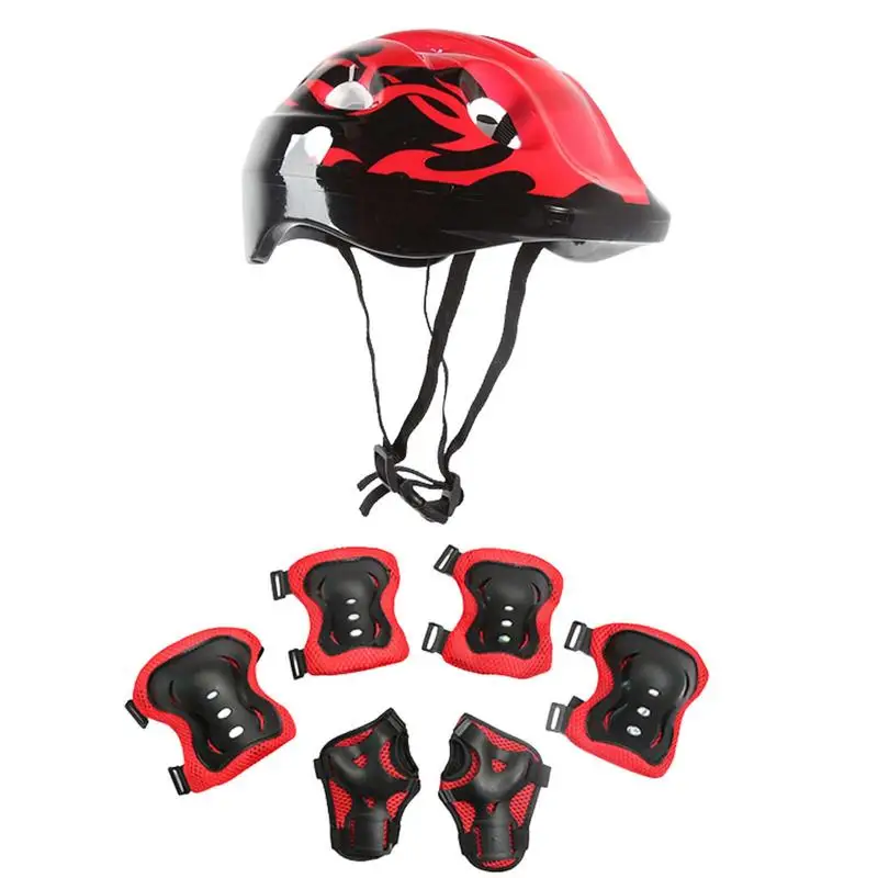 Skate Protection Set With Helmet 7PCS Adjustable Bike Helmet