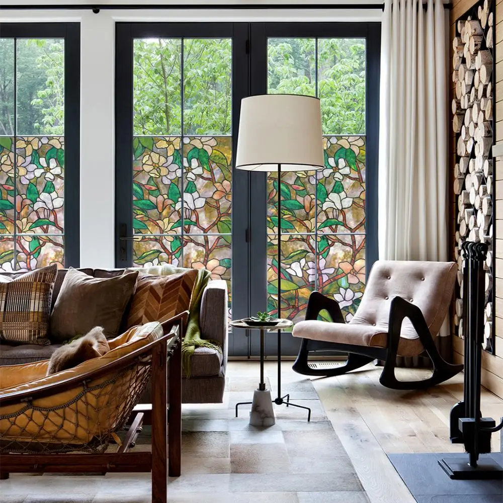 Магнолия витражное окно пленка для дома статическая липкая конфиденциальность