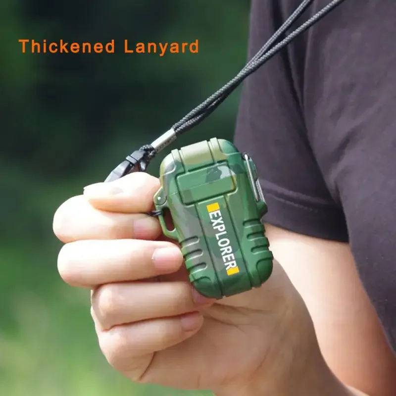 Waterproof Double Arc Lighter Rechargeable Windproof Plasma Outdoor Camping Flameless Smoking Accessories