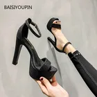 Женские туфли-лодочки на платформе 4 см, летние туфли на очень высоком каблуке 12,5 см, однотонные сексуальные женские босоножки для вечеринок