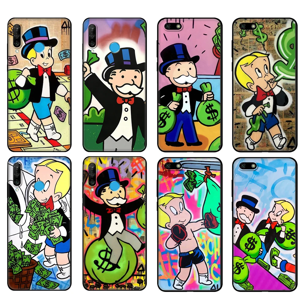 

Black tpu Case For Huawei Honor 20 Lite 10 10i 20S 30S 30 Case Honor 7A 5.45 7s 7C 5.7 Case Cover Dollar Alec Monopoly