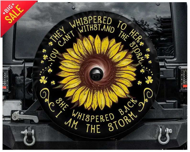 

Sunflower Flower Spare Tire COVER CAR fit to exact tire size Jeep Camper RV, Gifts for Her Car Accessories, Spare Tire COVER CAR