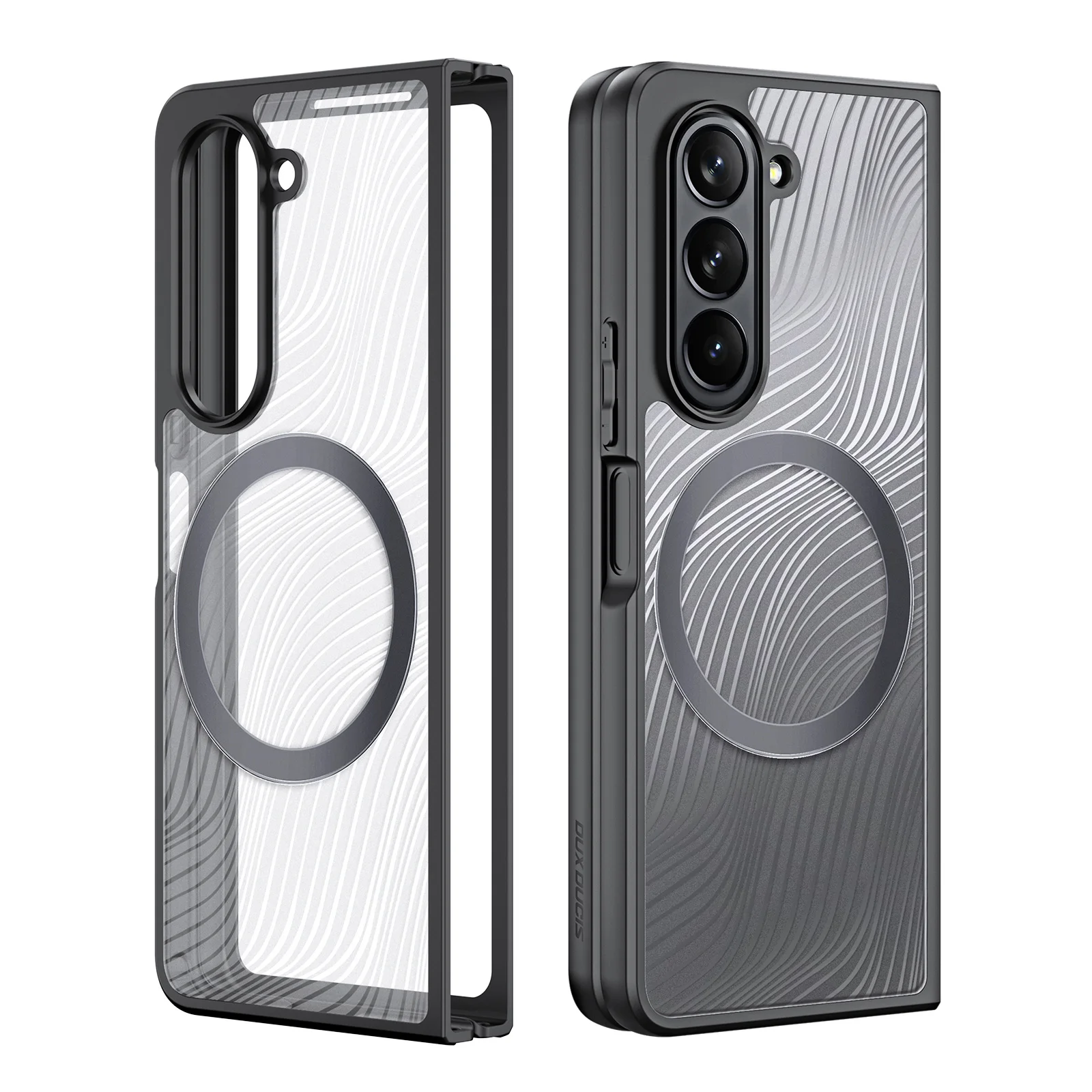 For Magsafe Case for Samsung Galaxy Z Fold 5 Acrylic PC+TPU Matte Transparent Airbag Shockproof Cover For Galaxy Z Fold5 case