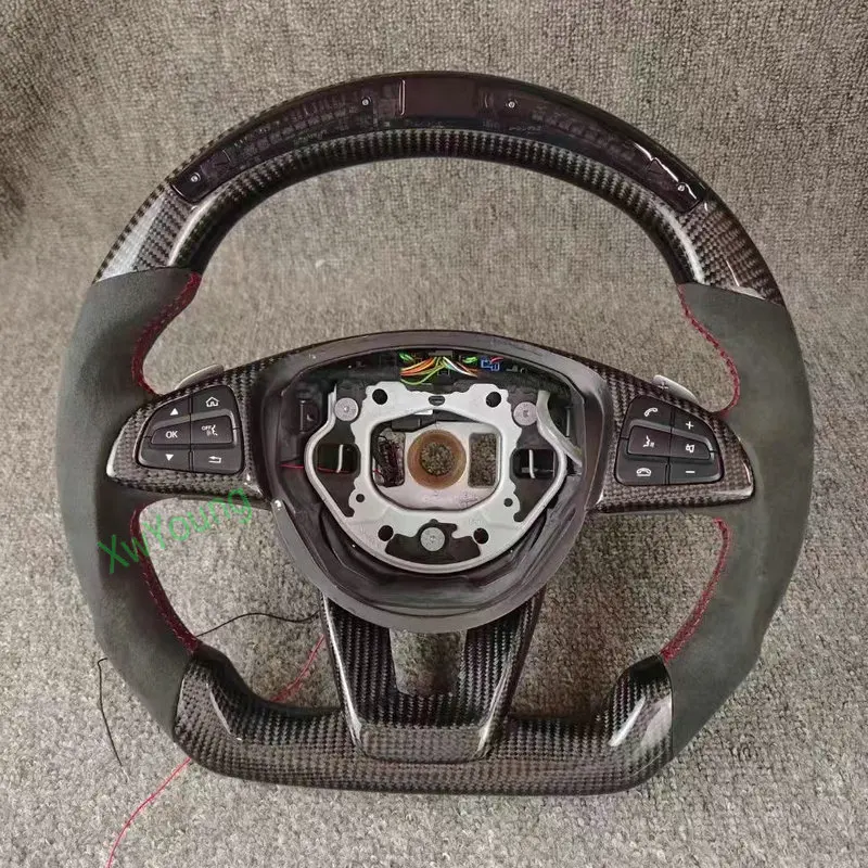 

For Benz W176 W204 W205 W213 GLC GLE450 C200 C300 C63 C450 E63 A45 A250 (No Vibration) 100% Real Carbon Fiber Steering Wheel