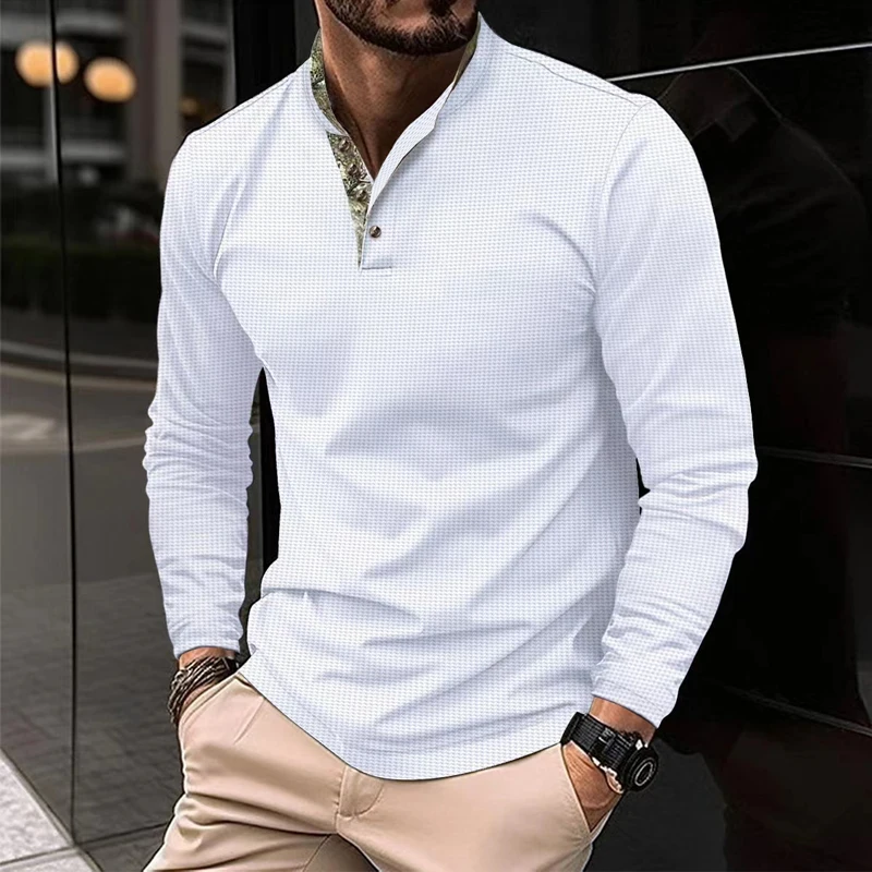 

Autumn Stitch 2023 Polos Shirts Vintage Long Sleeve Button Men Pullovers Streetwear Versatile Casual Formal Shirts Clothing