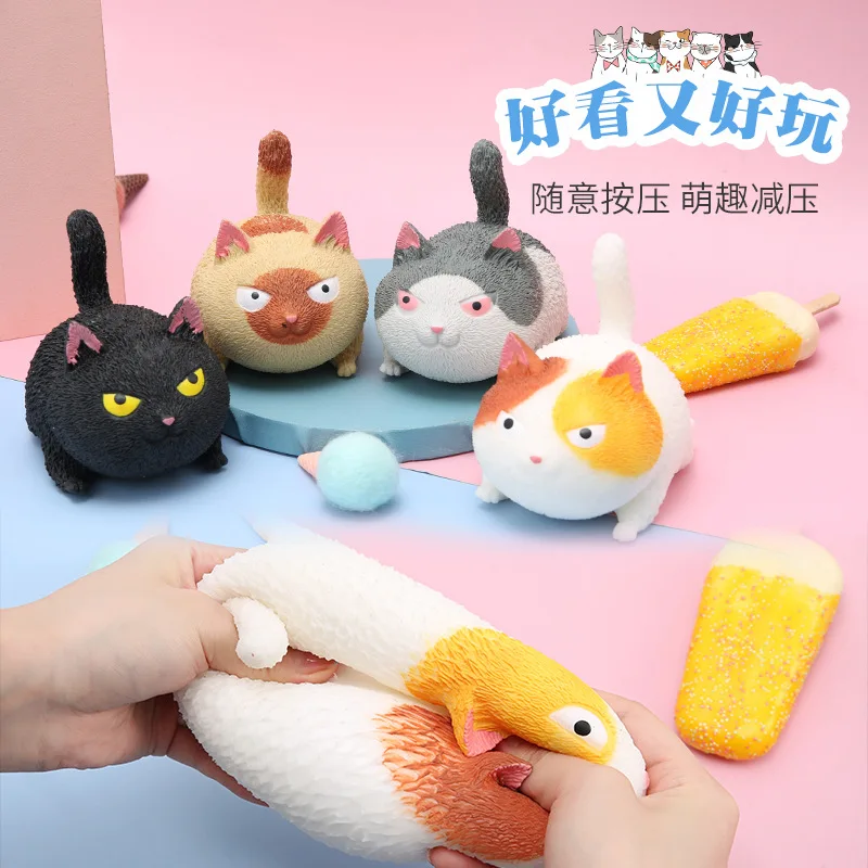 

MOONBIFFY Toys Eco-friendly Cartoon Cat Dog Doll Decompression Toy Adorable Squeeze Fidget Toy Pinch Toy Children Toy Gift