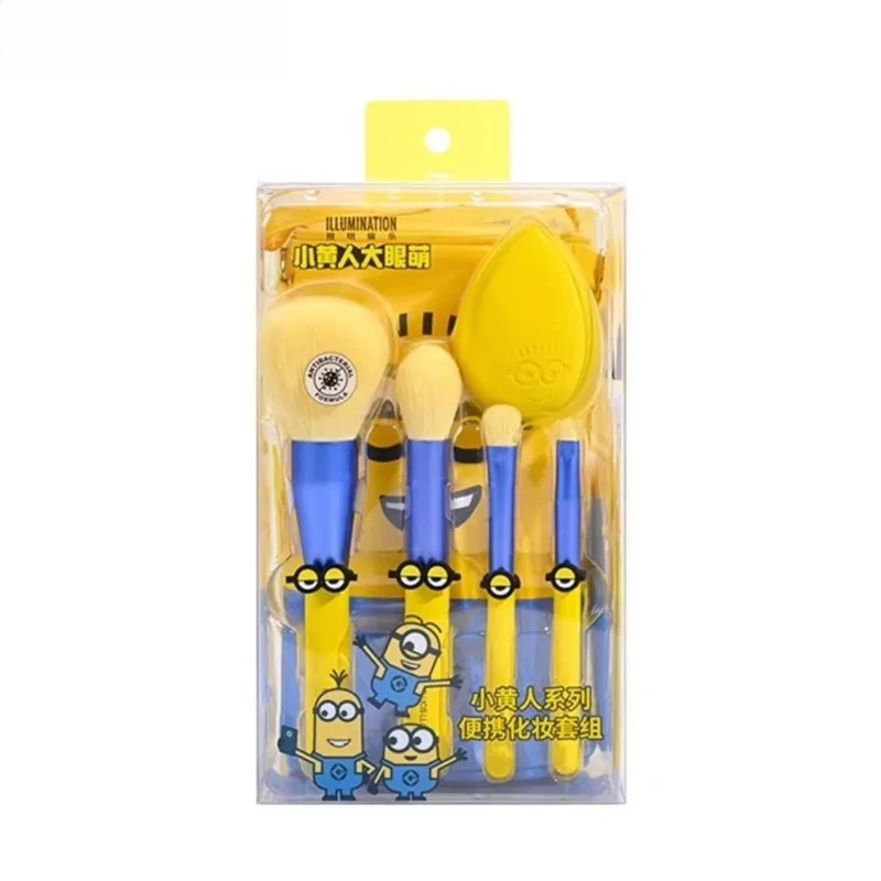 

Наборы косметических кистей с героями мультфильмов «Миньоны» для женщин, губка для растушевки, кисть для тонального крема, инструменты для макияжа, аксессуары, подарки на день рождения для девочек
