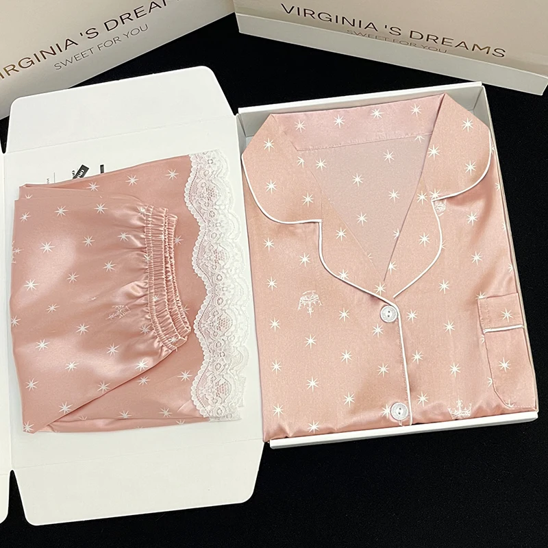 Женская кружевная пижама Y2k с цветочным принтом