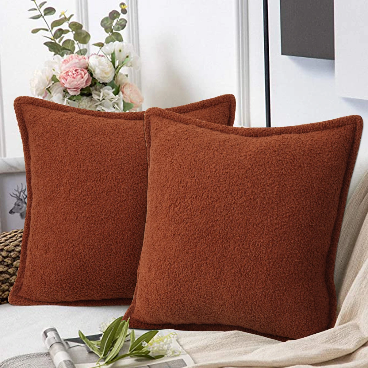 

Plush Cushion Cover Cozy Teddy Faux Fur Pillow Cover For Sofa Living Room 18*18 Decorative Housse De Coussin Home Decor