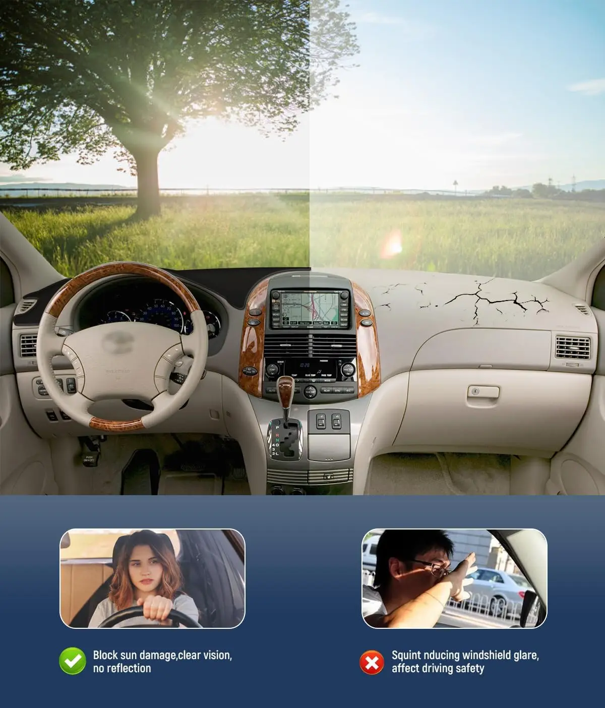 Фото Чехол на приборную панель для Toyota Sienna 2004-2010, аксессуары, черный фланелевой чехол на приборную панель, коврик для приборной панели автомобиля, защита от УФ-солнца №3